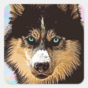 Adesivo Quadrado Siberian Husky Square Sticker