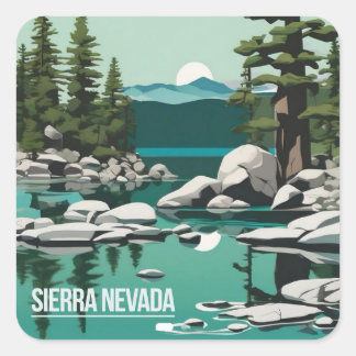 Adesivo Quadrado Sierra Nevada, Lago Tahoe area Sticker
