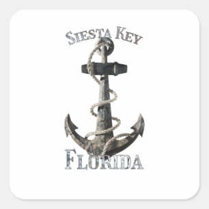 Adesivo Quadrado Siesta Key Florida Vacation NMaritime Anchor Saili