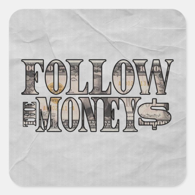 Adesivo Quadrado Siga a Lei da Moeda (Frente)