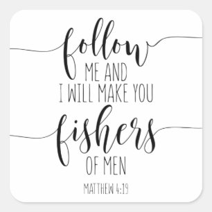 Adesivo Quadrado Siga-Me E Fá-Lo-ei Pescar De Homens