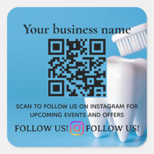Adesivo Quadrado Siga-nos Código QR Sinal   Instagram Seguir Dentis
