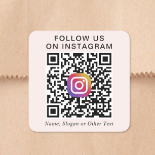 Adesivo Quadrado Siga-nos no Código QR do Instagram Promocional Ros