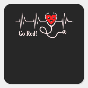 Adesivo Quadrado Siga o Red Heartbeat Doença Cardíaca Percepção