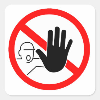 Adesivo Quadrado sign stop trespassing hand
