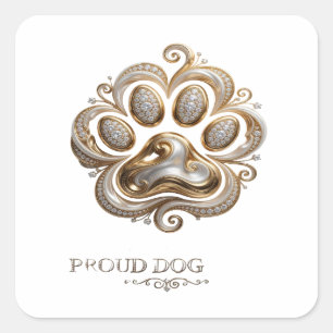 Adesivo Quadrado Signature Gold PROUD DOG