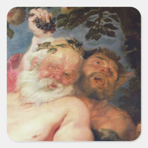 Adesivo Quadrado Silêncio Bêbado Suportado por Satyrs, c.1620