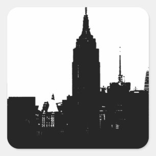 Adesivo Quadrado Silhouette Black White New York