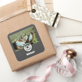 Adesivo Quadrado Silhouette de Caranguejo Fantasma e Foto de Nome d