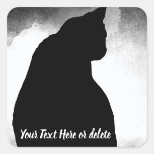 Adesivo Quadrado Silhouette Gato Preto