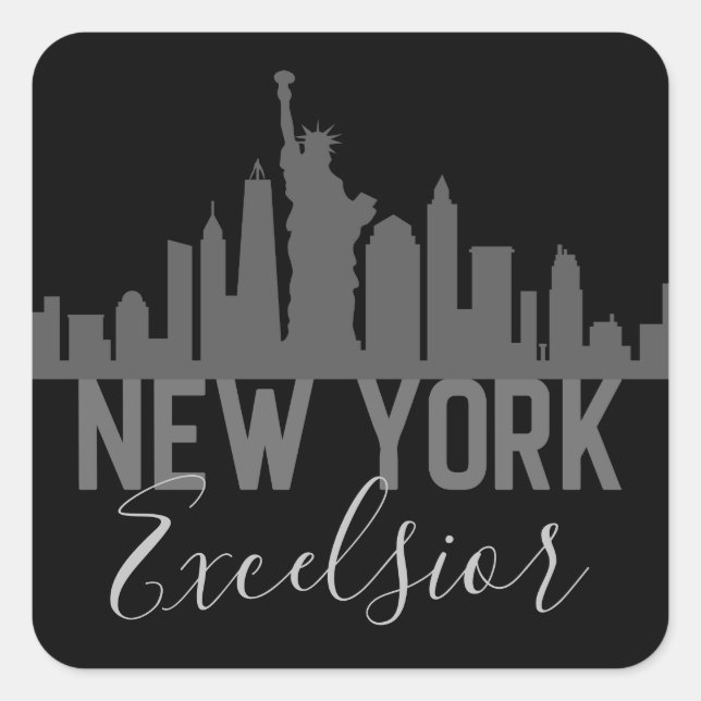 Adesivo Quadrado Silhouette New York Skyline Excelsior Black White (Frente)