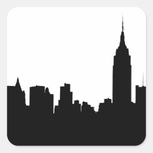 Adesivo Quadrado Silhouette Skyline NYC, Bldg Empire State #1