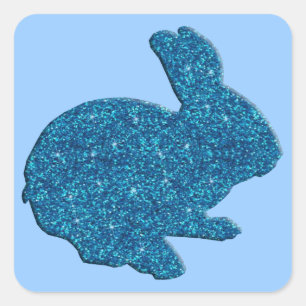 Adesivo Quadrado Silhueta Azul de Páscoa Coalhada