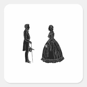 Adesivo Quadrado silhueta de abraham lincoln mary todd lincoln