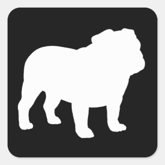 Adesivo Quadrado Silhueta de Bulldog Inglês Branco