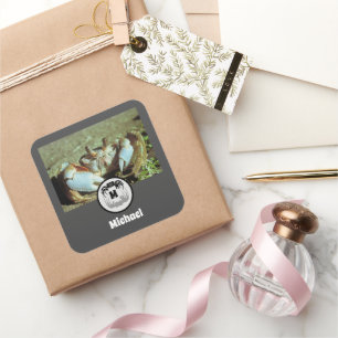 Adesivo Quadrado Silhueta de caranguejo fantasma e foto de Nome de 