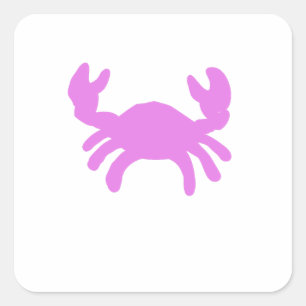 Adesivo Quadrado Silhueta de Caranguejo Rosa
