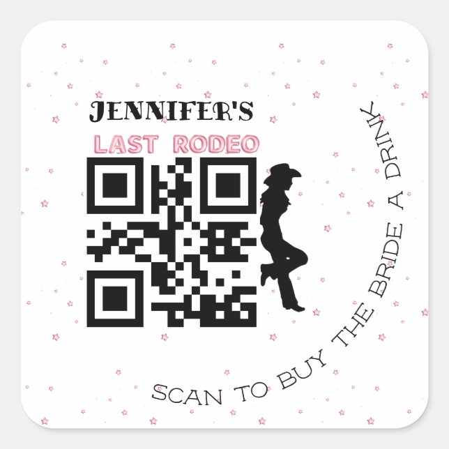 Adesivo Quadrado Silhueta de cowgirl último rodeio fonte de balão r (Frente)