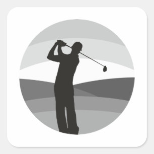 Adesivo Quadrado Silhueta de Golfe