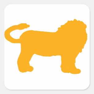 Adesivo Quadrado Silhueta de Leão Amarelo