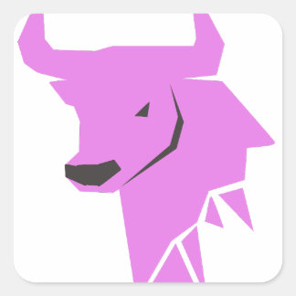 Adesivo Quadrado Silhueta de Touro Rosa
