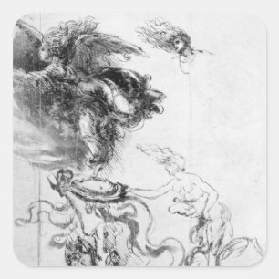 Adesivo Quadrado Silhueta de um anjo