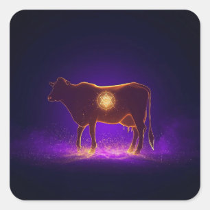 Adesivo Quadrado Silhueta de Vaca Divina   Govardhan Puja Espiritua