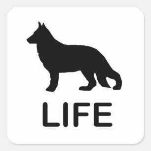 Adesivo Quadrado silhueta de vida german shepherd