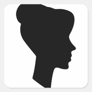 Adesivo Quadrado Silhueta fêmea do perfil