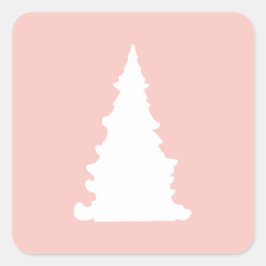 Adesivo Quadrado Silhueta minimalista de árvore de Natal rosa