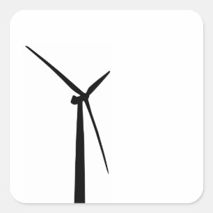 Adesivo Quadrado Silhueta simples da energia do verde da turbina
