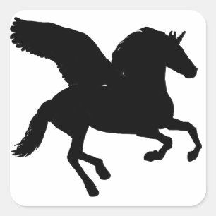 Adesivo Quadrado Silhueta Unicorn asa