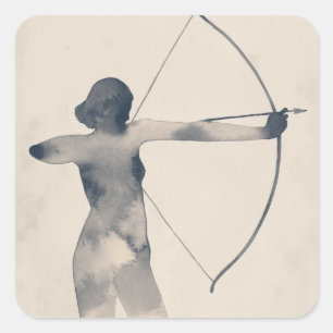 Adesivo Quadrado Silhueta Watercolor de Arqueiros