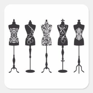 Adesivo Quadrado Silhuetas dos manequins da forma do vintage