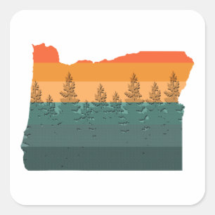 Adesivo Quadrado Silhuette de árvore do Oregon