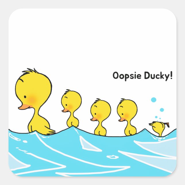 Adesivo Quadrado Silly Duckling Makes a Splash (Frente)