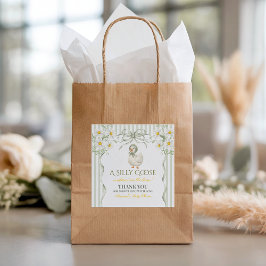 Adesivo Quadrado Silly Goose Sage Green Gender Neutral Baby Shower