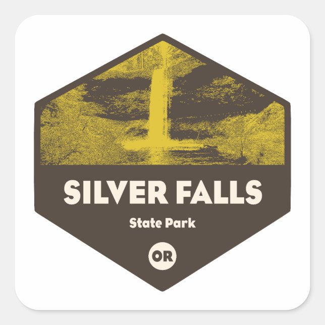 Adesivo Quadrado Silver Falls State Park Oregon (Frente)