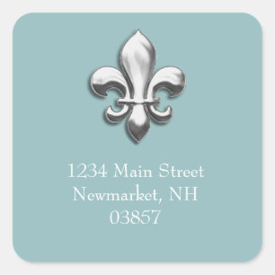 Adesivo Quadrado Silver Fleur de Lis Envelope Seal
