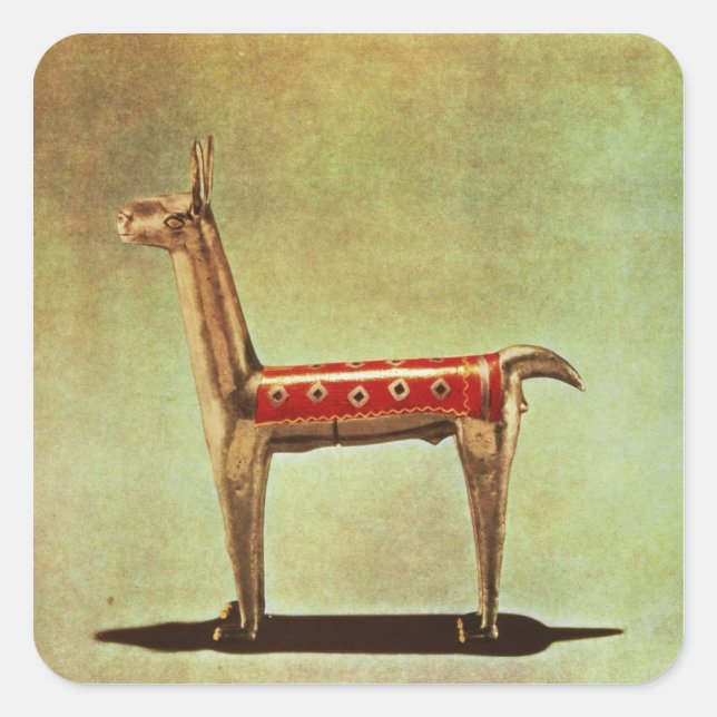 Adesivo Quadrado Silver Llama Figurine, do Peru, após 1438 (Frente)
