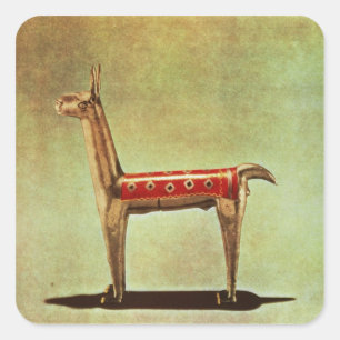Adesivo Quadrado Silver Llama Figurine, do Peru, após 1438