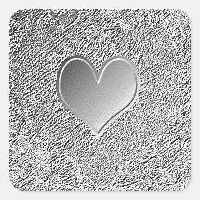Adesivo Quadrado Silver Metal Heart (Frente)