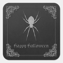 Adesivo Quadrado Silver Spider Halloween