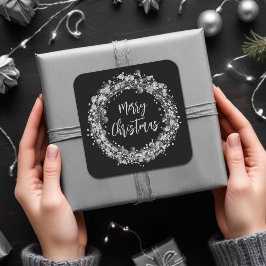 Adesivo Quadrado Silver Stars Feliz Natal