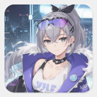 Adesivo Quadrado Silver Wolf fan art 1