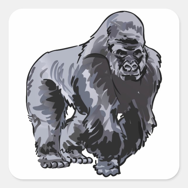 Adesivo Quadrado Silverback Gorilla (Frente)