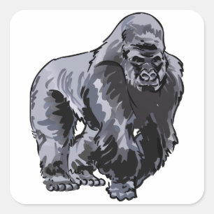Adesivo Quadrado Silverback Gorilla