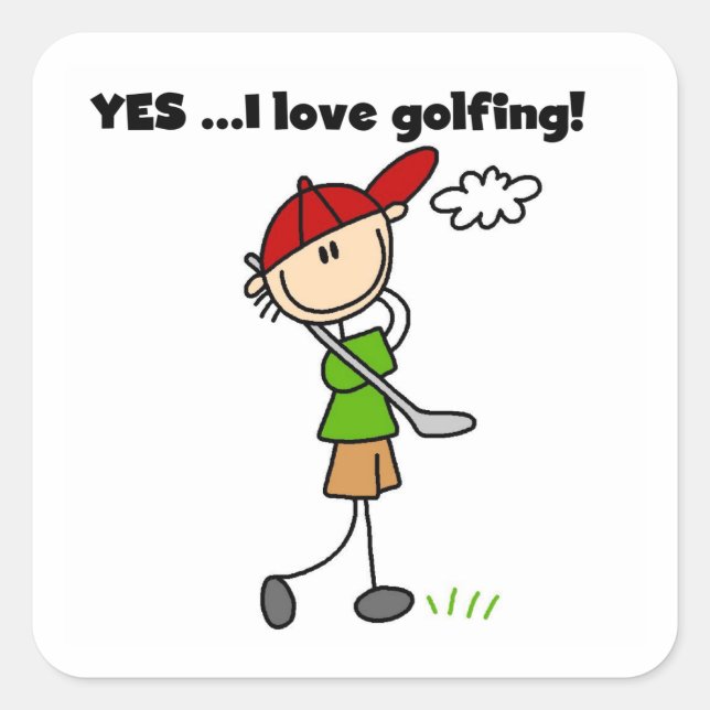 Adesivo Quadrado Sim, eu amo jogar golfe (Frente)