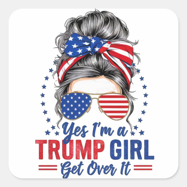 Adesivo Quadrado Sim, eu sou uma Trump Girl (Frente)
