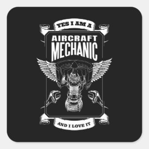 Adesivo Quadrado Sim, sou mecânico de aeronaves e adoro